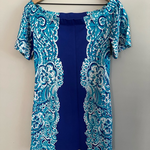 Lilly Pulitzer Vibrant Blue Off-Shoulder Mini Dress - Picture 2 of 7
